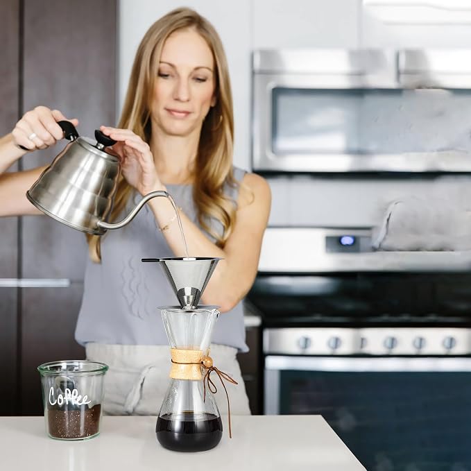 Pour Over Coffee Dripper Slow Drip Paperless Coffee Filter, Double Mesh - Image 6