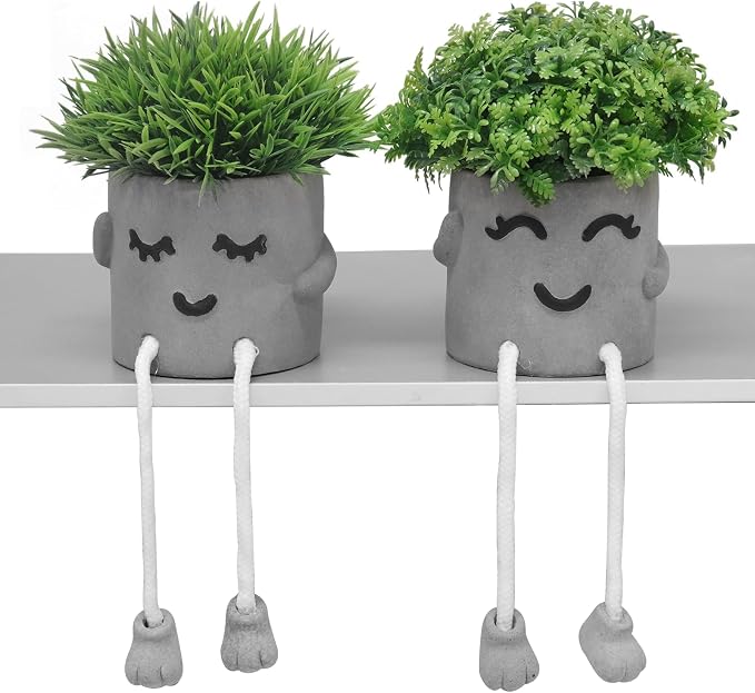 MAKHOT Set of 2 Artificial Succulent Plants in Pots, Fake Plant Faux Succulents by MAKHOT