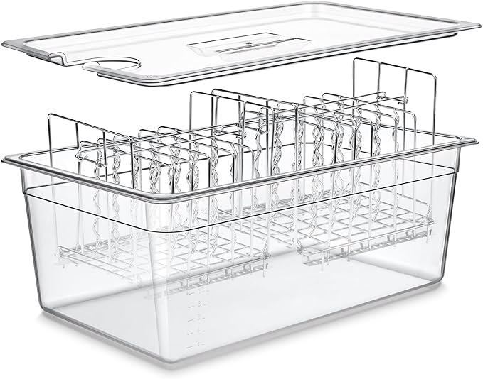 HOMENOTE Large Sous Vide Container 26 Quarts with Lid,Complete Sous Vide Accessories Kit BPA Free,Compatible with Anova and Most Sous Vide Cookers（Comes with 2 Sous Vide Racks and Insulating Sleeve）