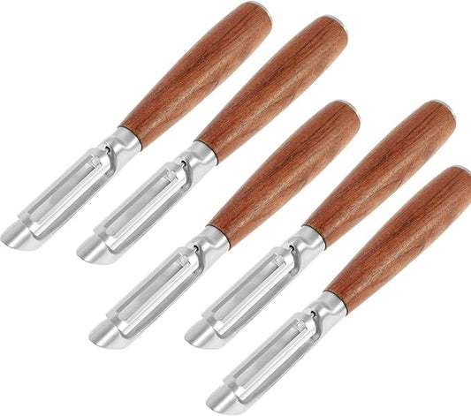 5Pcs I Style Stainless Steel Vegetable Peeler for Fruit Veggie Heat Resistant Incisive Cucumber Peeler With Solid Wood Handle for Home Kitchen Use