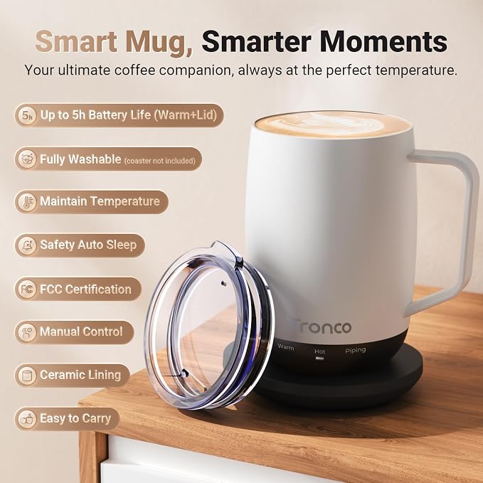 Tronco Temperature Control Heated Coffee Mug 14 oz – Rechargeable Self-Heating - Image 7