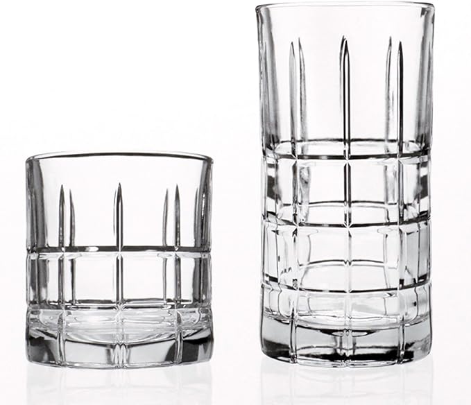 Anchor Hocking Manchester Drinking Glasses Set 16 Piece Set (8 Rocks Glasses & 8 Tumbler Glasses)