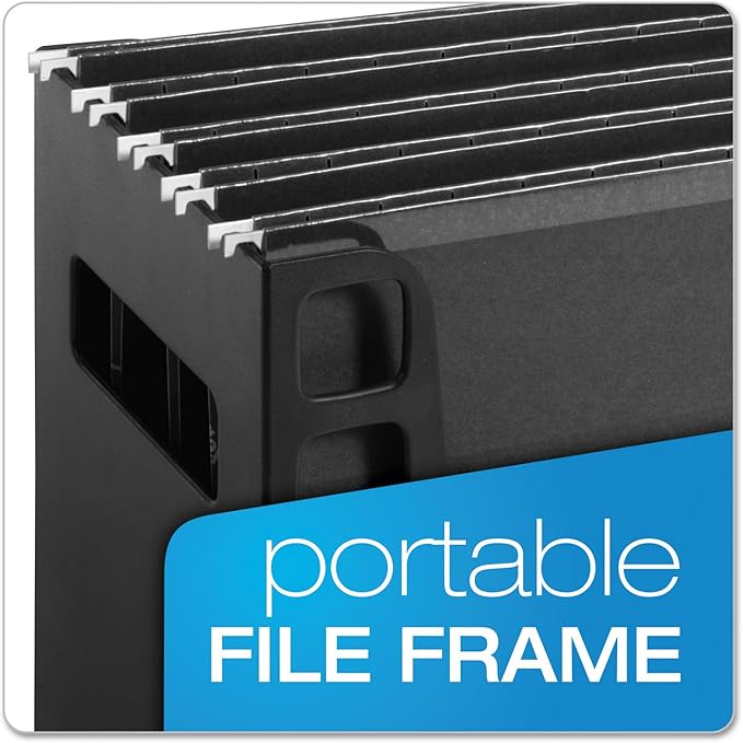 Pendaflex Portable Desktop File, Side Handles, Hanging File Folders, Tabs & Inserts, Letter Size, 9-1/2 x 12-3/16 x 6 Inches, Black (23013)