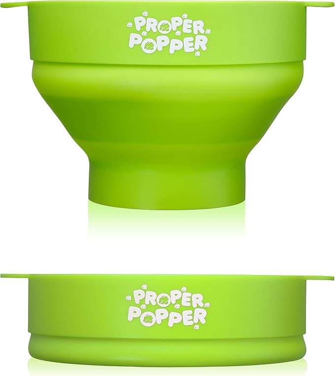 The Original Proper Popper Microwave Popcorn Popper, Silicone Popcorn Maker, Collapsible Bowl BPA Free & Dishwasher Safe - (Green)