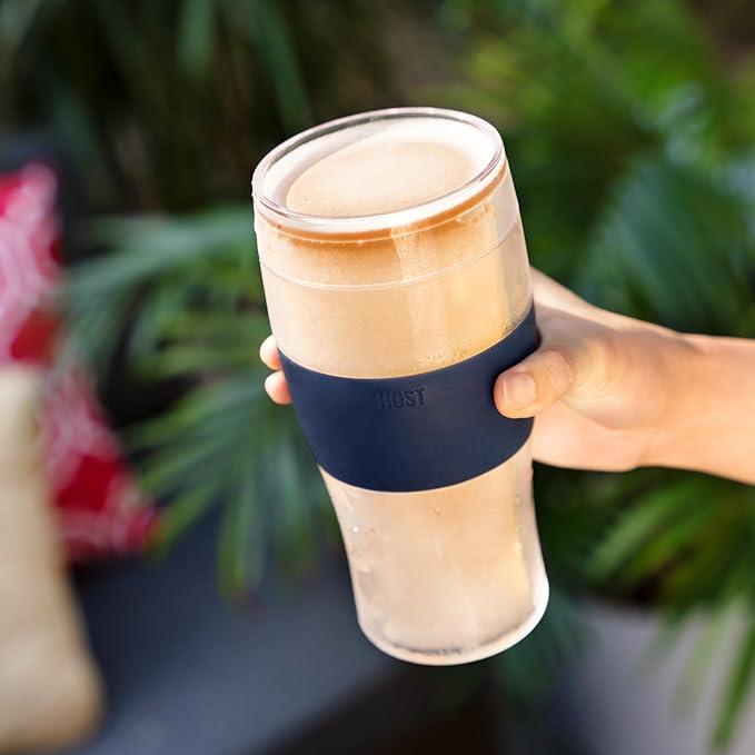 Host Freeze, Frozen Mugs, Freezable Pint Set, Beer Keep Your Drinks Cold, Double Walled Insulated Glasses, Tumbler for Iced Coffee, 16oz, Set of 2, Varsity Blue