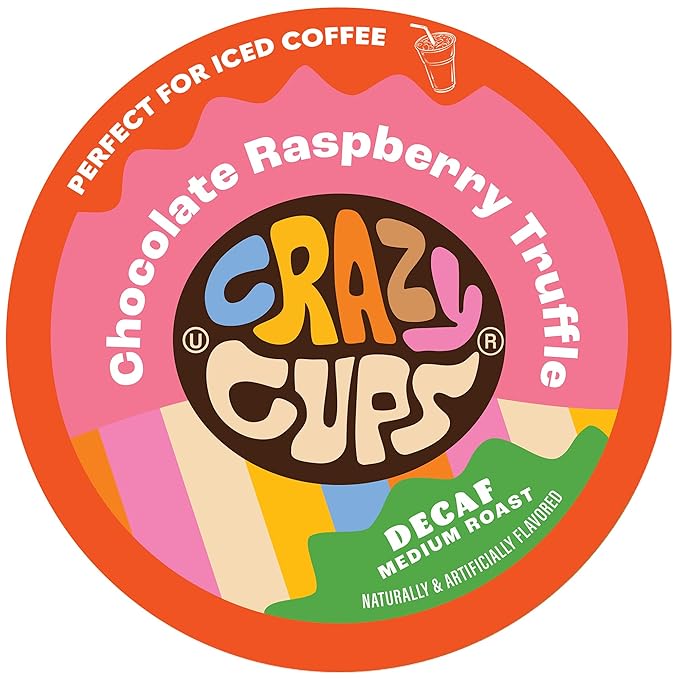 Crazy Cups Decaf Flavored Coffee Pods - Decaf Chocolate Raspberry Truffle - Decaffeinated Coffee pods for Keurig K-Cups Machines, 22 Counts