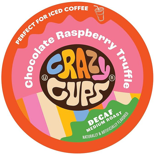 Crazy Cups Decaf Flavored Coffee Pods - Decaf Chocolate Raspberry Truffle - Decaffeinated Coffee pods for Keurig K-Cups Machines, 22 Counts