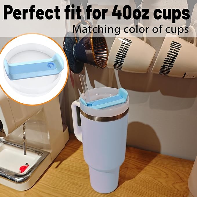 40 OZ Tumbler Lid Replacement Fit for Stanley Cup, 2 Pack Replacement Lids, Spill Proof Tumbler Covers for Stanley Cup Accessories (Opaque - Azure)