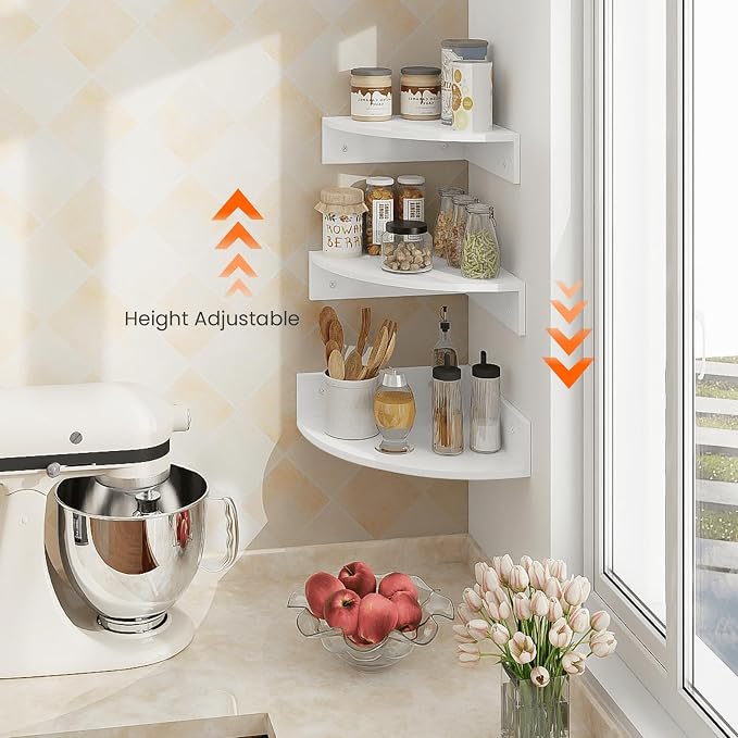 Homode Floating Corner Shelves, 12 Inch Deep Hanging Corner Display Shelf - Image 6