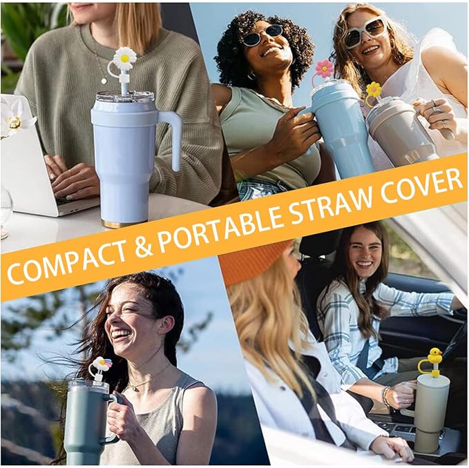 Straw Cover Cap for Stanley Cup,Straw Topper Compatible for 30&40 Oz Tumbler with Handle,10mm 0.4in Dust-Proof Reusable Straw Tips Lids,Straw Tip Covers for Christmas Gifts, MEITESTI-09012
