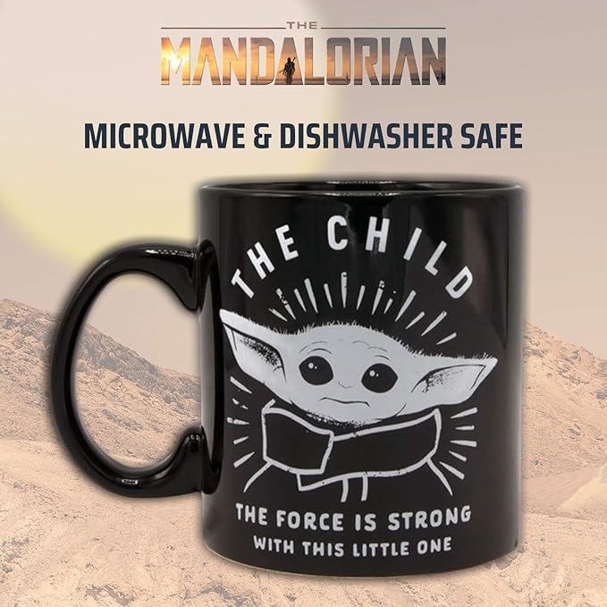 Silver Buffalo Star Wars The Mandalorian Force is Strong with this Little One Ceramic Coffee Mug, 20-Ounces