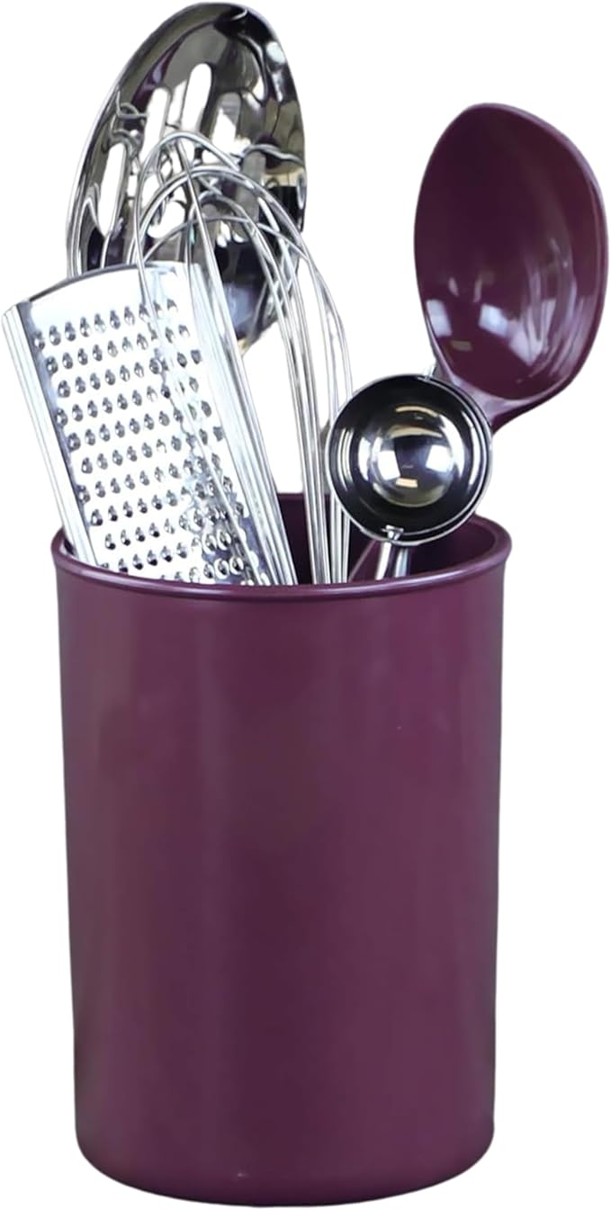 Reston Lloyd Calypso BasicsMultipurpose Cookware Storage Crock, Kitchen Countertop & Office Desk Organization, Durable & Food Safe BPA-Free Plastic, Plum