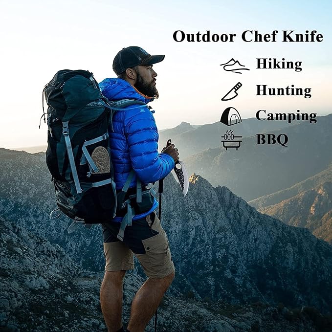 Huusk Viking Knife, Japanese Meat Cleaver Knives Forged Boning Knife with Sheath, High Carbon Steel Japan Butcher Fillet Chef Knives for Kitchen, Camping, Christmas Gifts for Men Women