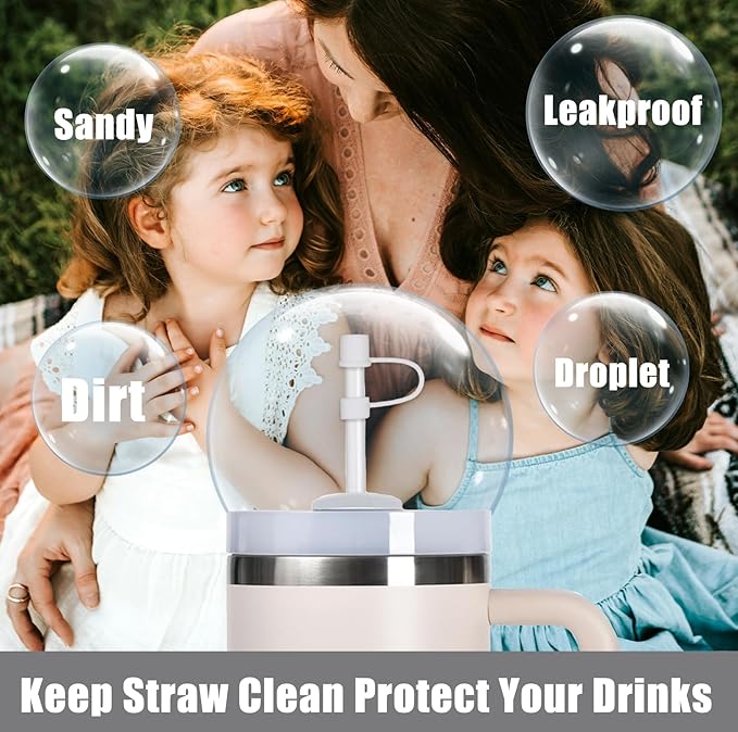 12PCS Silicone Straw Covers Cap Compatible with Stanley Cup 30-40 oz Tumbler with Handle 10mm Straw Toppers，Dust-Proof Reusable Straw Cover for Stanley Cup Accessories (Black+White)