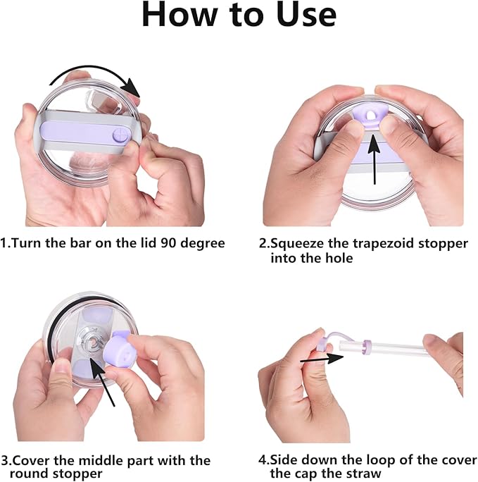 Silicone Spill Stopper Set Compatible with Stanley Cup 2.0 30oz & 40oz with Straw Cover (Set of 2, Orchid)