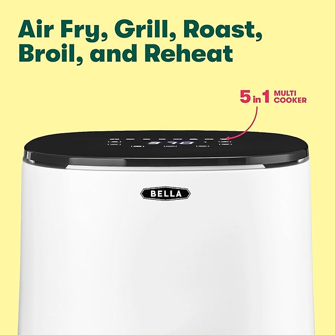 BELLA 2.9QT Touchscreen Air Fryer, No Pre-Heat Needed, No-Oil Frying, Fast Healthy Evenly Cooked Meal Every Time, Dishwasher Safe Non Stick Pan and Crisping Tray for Easy Clean Up, Matte White