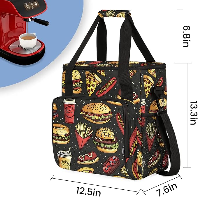 Delicious Fastfood Coffee Maker Travel Bag, Food Pizza Chips Hot Dog Insulated - Image 2