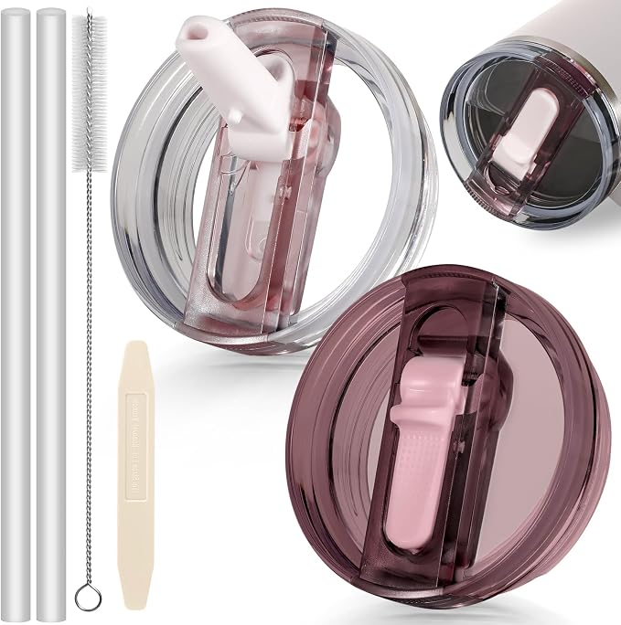 40oz Flip Straw Leak Proof Lid for Stanley Cup Accessories, 2 Pack No Spill Lid by ANTAND
