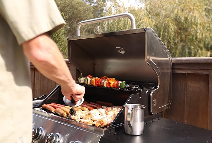 Cuisinart 4-Burner Gas Grill, 44,000 BTU Stainless Steel Full Size Propane Grill with Cast Iron Grates, Outdoor Barbecue with Large Cooking Space and Side Tables for Prep
