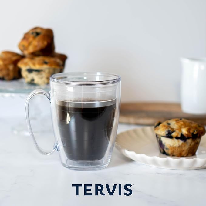 Tervis Clear & Colorful Tabletop Made in USA Double Walled Insulated Tumbler Travel Cup Keeps Drinks Cold & Hot, 16oz Mug, River Rock