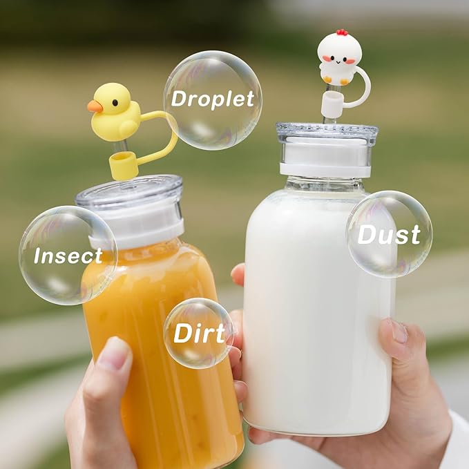 5PCS Straw Cover Cap for Stanley Cup, Silicone Cute Animal Straw Topper for Stanley 30&40 Oz Tumbler with Handle, 10mm 0.4in Dust-Proof Reusable Straw Tips Lids.(Color 1)