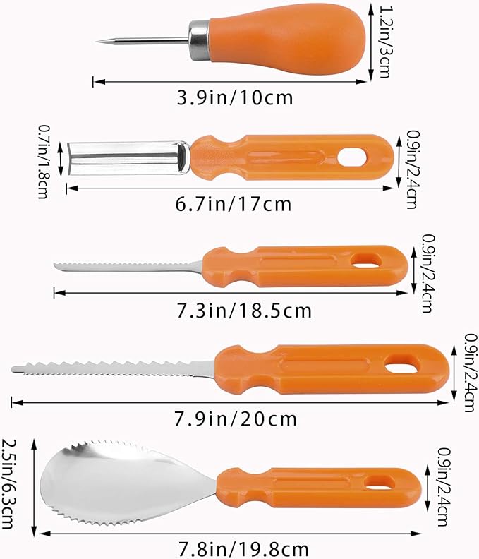 Halloween Pumpkin Carving Tools Kit, Halloween Jack-O-Lanterns 11 Piece Professional pumpkin cutting supplies tools Kit stainless steel lengthening and thickening with Handbag