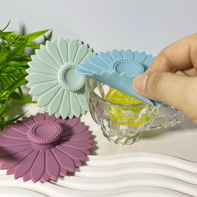 Sunflower Silicone Cup Covers, Flexible Mug Covers, Tea Pots, Hot Cup Lids - Image 6