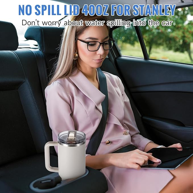 40oz Flip Straw Leak Proof Lid for Stanley Cup Accessories, 2 Pack No Spill Lid - Image 5