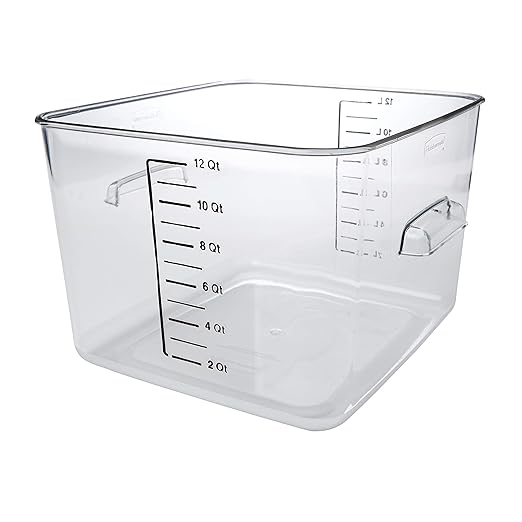 Rubbermaid Commercial Products Space Saving Square Food Storage Container 12 Quart Clear for Kitchen/Sous Vide/Meal Prep