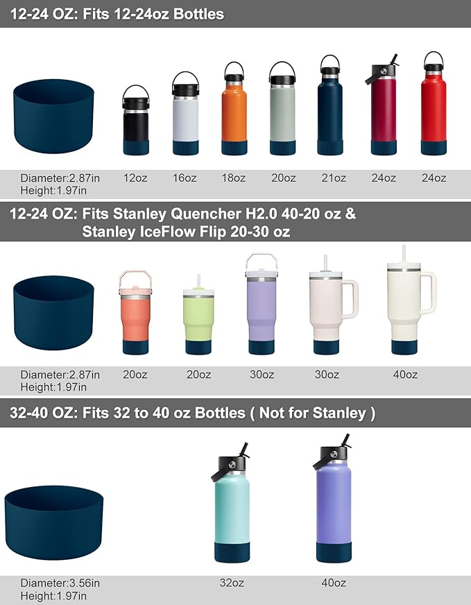 CHEETAH Protective Boot for Hydroflask Water Bottle 12oz - 40oz, BPA Free Bottom Silicone Sleeve Cover, Compatible with All Water Bottles with Bottom Width of 2.87-3.56in
