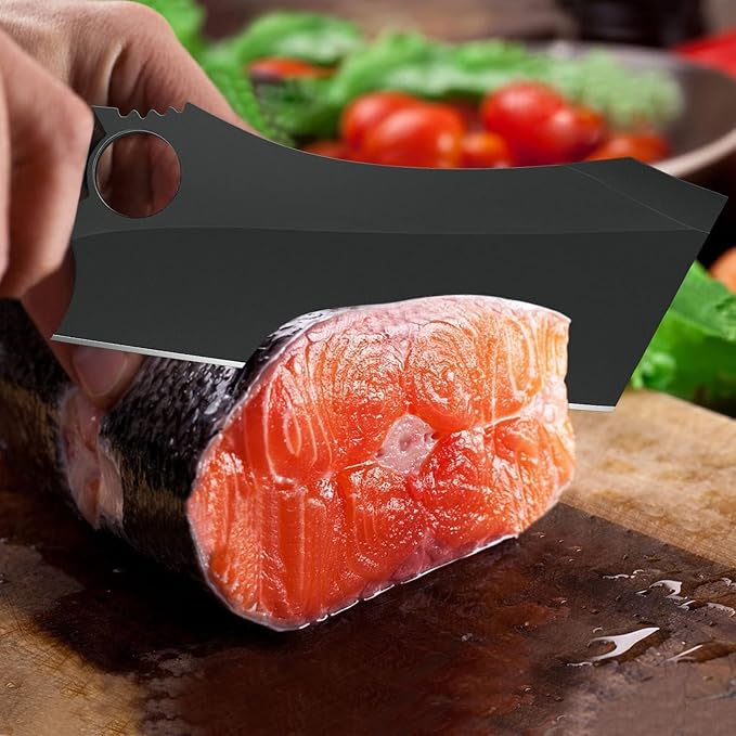 Dream Reach Meat Cleaver, 6.9 inch Black Boning Knife, High Carbon Steel Sharp Kitchen Forged In Fire Knife with Sheath Gift Box Bottle Opener for Outdoor Camping, Christmas Gifts for Men Women
