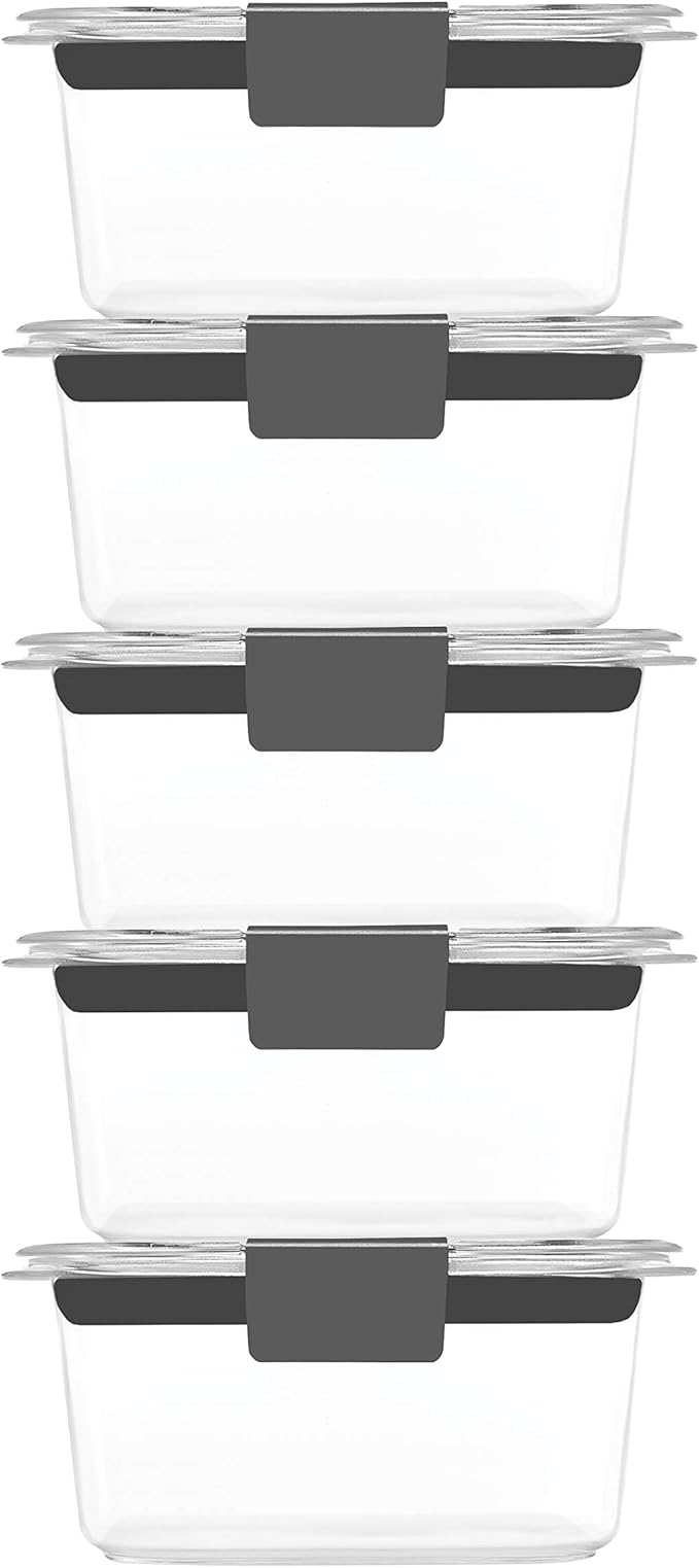 Rubbermaid Brilliance BPA Free Food Storage Containers Bundle with Lids, Set of 2 (9.6 Cup) and Set of 5 (1.3 Cup)