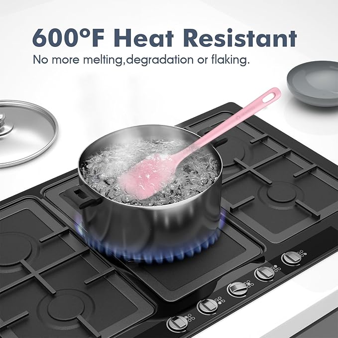 5 Pieces Silicone Spatula Set, Food Grade Rubber Spatula, Upgrade Strong Handle with Ergonomic Grip, Heat Resistant Up to 600°F for Nonstick Cookware, Cooking Candy Series