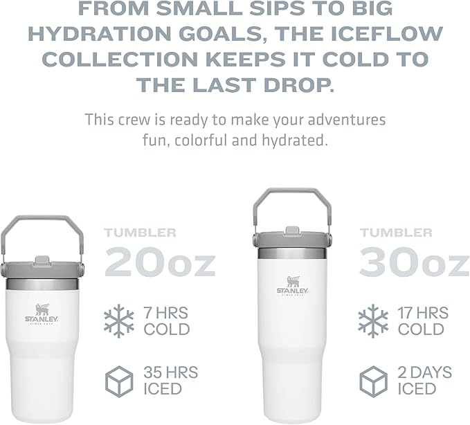 Stanley IceFlow Stainless Steel Tumbler - Vacuum Insulated Water Bottle for Home, Office or Car Reusable Cup with Straw Leak Resistant Flip Cold for 12 Hours or Iced for 2 Days