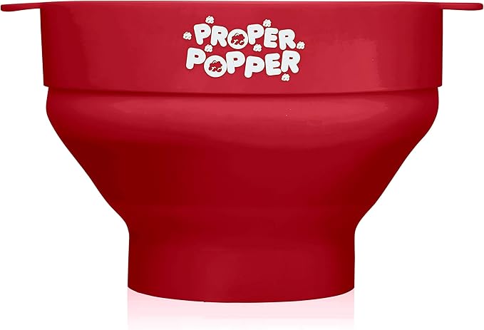 The Original Proper Popper Microwave Popcorn Popper, Silicone Popcorn Maker, Collapsible Bowl BPA Free & Dishwasher Safe - (Ruby Red)