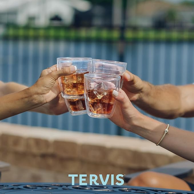 Tervis Clear & Colorful Tabletop 12oz Made in USA Double Walled Insulated Tumbler Travel Cup Keeps Drinks Cold & Hot, 12oz - 4pk, Clear