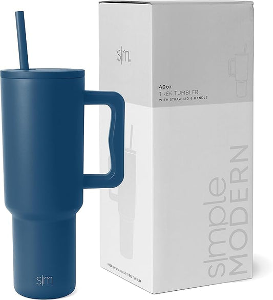 Simple Modern 40 oz Trek Tumbler with Handle and Straw Lid | Cup Holder Friendly Insulated Stainless Steel Travel Mug | Slumberland