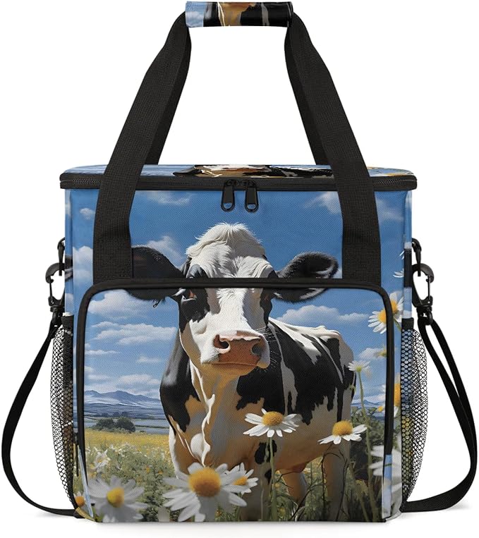 Cow Daisy Flowers Coffee Maker Carring Bag, Large Insulated Storage Organizer by Home
