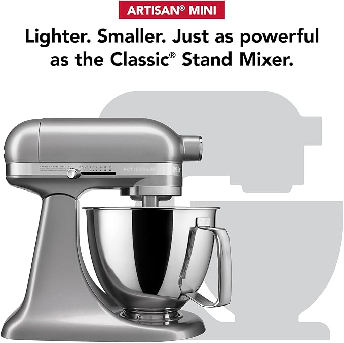 KitchenAid Artisan Mini 3.5 Quart Tilt-Head Stand Mixer - KSM3316X - Contour Silver