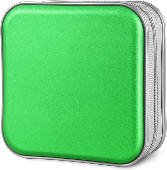 CD Case, 40 Capacity CD/DVD Case Holders Wallet Hard Plastic DVD Disc Cases Storage Binder for Car Home Office Travel (Green)