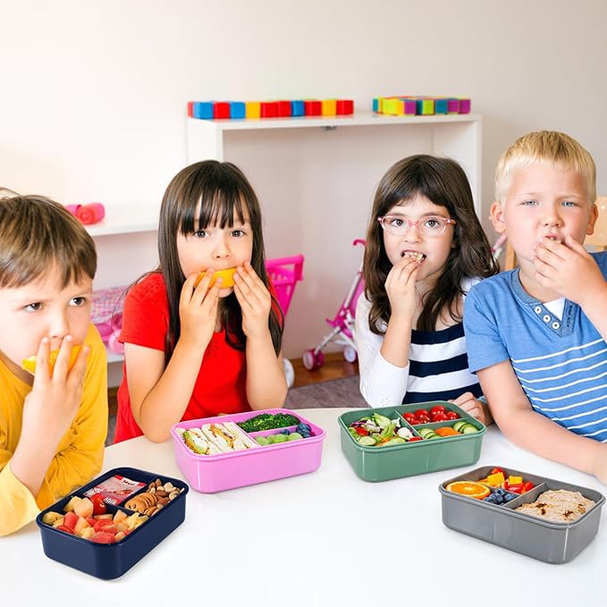 Caperci Classic Bento Box Adult Lunch Box for Older Kids - Leakpoof 47 oz 3-Compartment Lunch Containers for Adults and Teens, Built-in Utensil Set, Ideal for On-the-Go Balanced Eating,Khaki Green