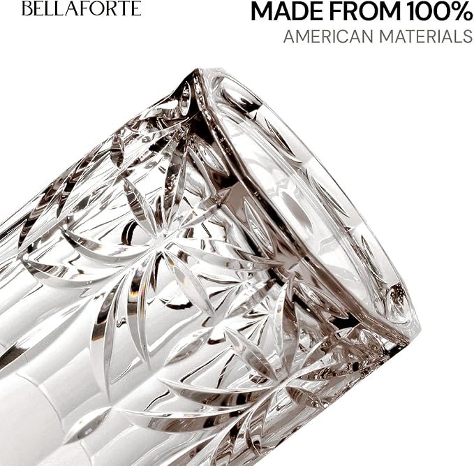 BELLAFORTE Shatterproof Tritan Plastic Short Tumbler, Set of 4, 13oz - Myrtle Beach Unbreakable Crystal Cut Old Fashioned Drinking Glasses for Whiskey - BPA Free - Dishwasher Safe - Grey