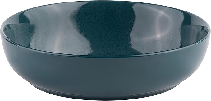 KooK Pasta Bowl, Salad Bowls, Soup, Serving Bowls, Ceramic, Large Capacity, Microwave & Dishwasher Safe, Set of 4, 40 Oz,(Dark Teal)