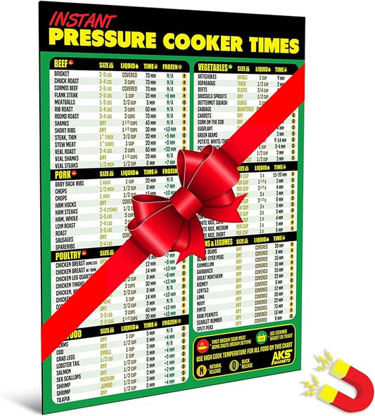 Instant Pot Magnetic Cheat Sheet - Extra Large Easy to Read 8.5” x 11” Pressure Cooker Kitchen Accessory - Instapot Cooking Times Quick Reference Guide Fridge Magnet - Cook Healthy & Tasty Meals Fast