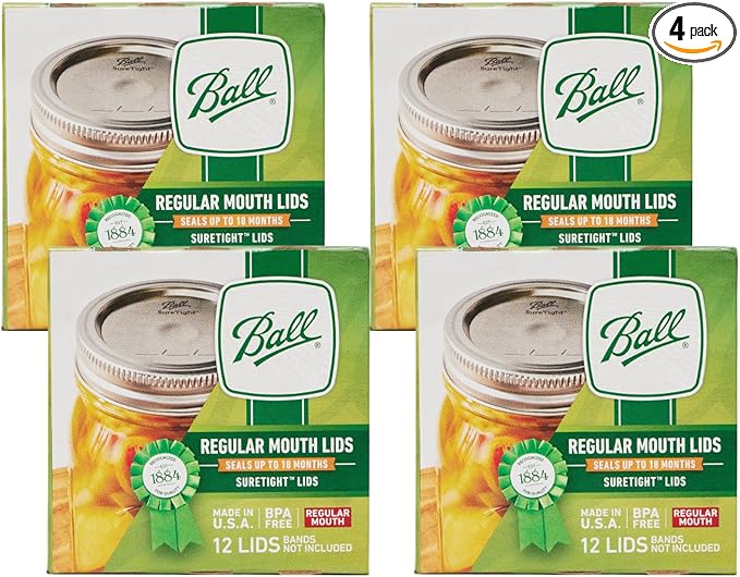 Ball Mason Jar Lids, Regular Mouth, 12 CT (Pack of 4)