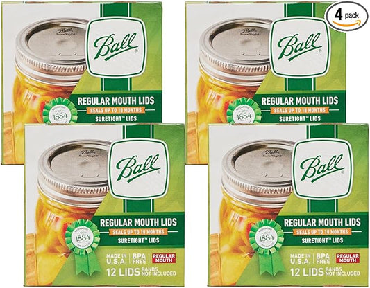 Ball Mason Jar Lids, Regular Mouth, 12 CT (Pack of 4)