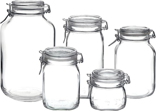 Bormioli Rocco Fido Clear Glass 5 Piece Canning Jar Set