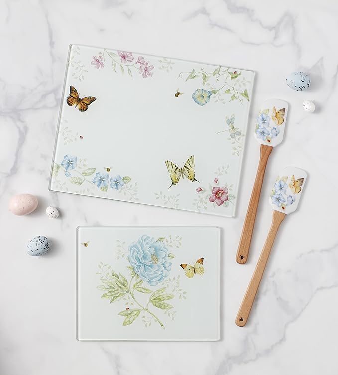 Lenox Butterfly Meadow Large Glass Cutting Board, 2.95 LB, Multi