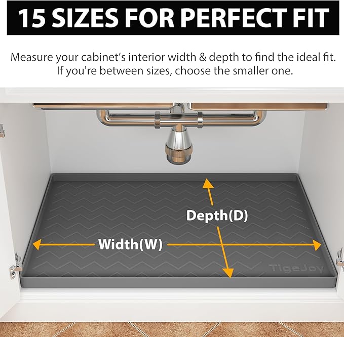 TigeJoy 28" x 22" Under Sink Mats for Kitchen Waterproof, Leak-Proof Silicone Mat Sink Protector and Cabinet Liner, Kitchen Essentials Organizer and Storage, Boot or Shoe Tray, Pet Feeding Mat