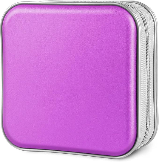 CD Case, 40 Capacity CD/DVD Case Holders Wallet Hard Plastic DVD Disc Cases Storage Binder for Car Home Office Travel (Purple)
